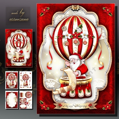 Christmas Hot Balloon with Santa Card Mini Kit