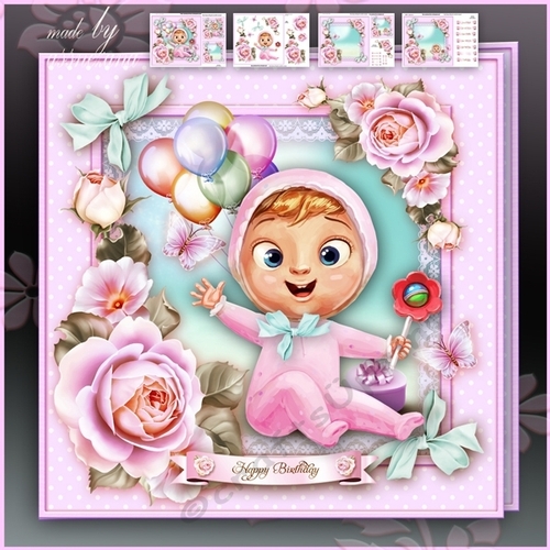 Baby Girl Birthday Card Mini Kit