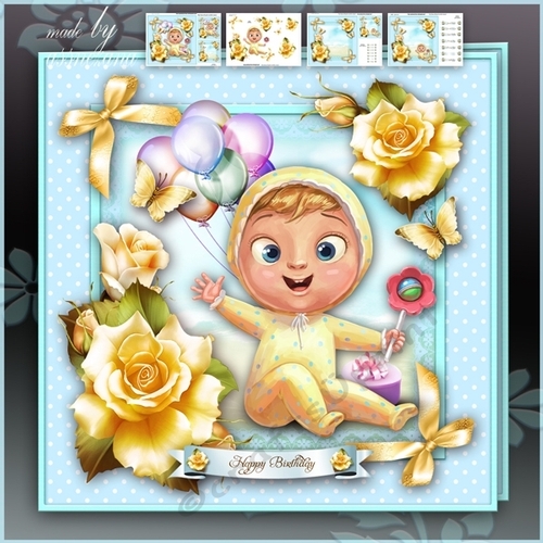Baby Boy Birthday Card Mini Kit