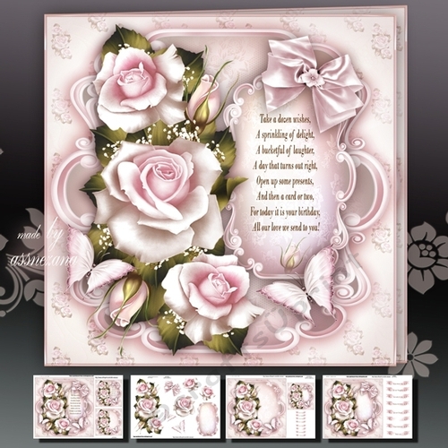 White Vintage Roses Card Mini Kit