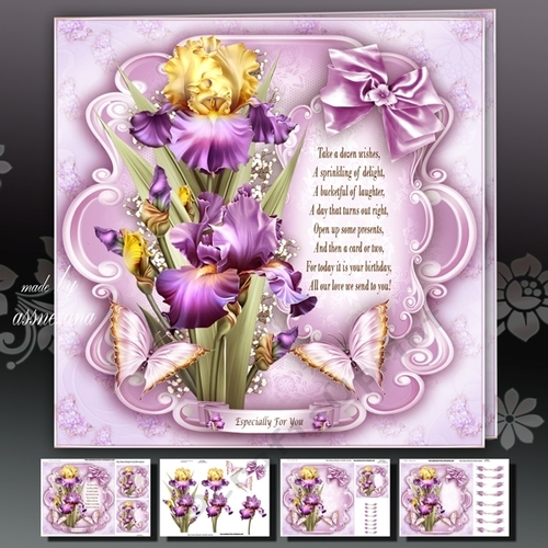 Purple Iris Bouquet Card Mini Kit