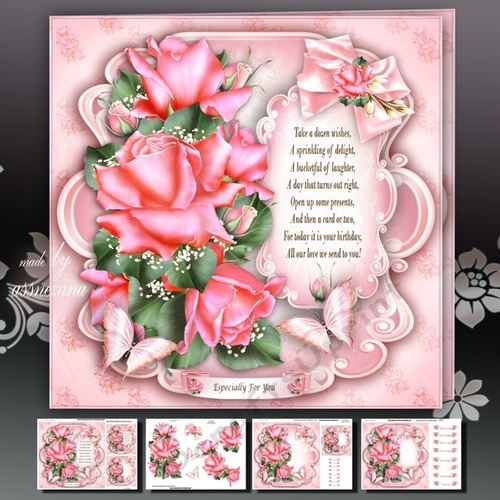 Sugar Pink Roses Card Mini Kit
