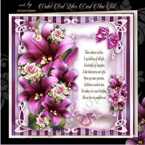 Violet Red Lilies Card Mini Kit