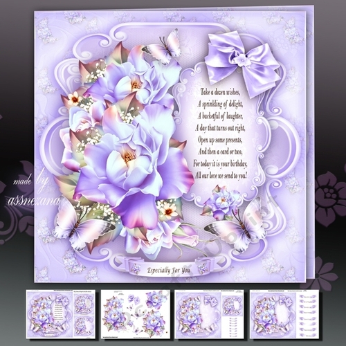 Purple Roses Card Mini Kit