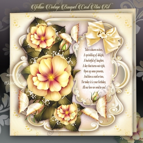 Yellow Vintage Bouquet Card Mini Kit