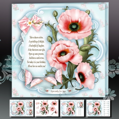 Pink Poppies Card Mini Kit