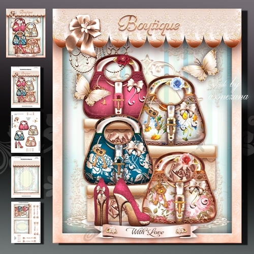 Vintage Ladies Handbags Boutique Card Mini Kit