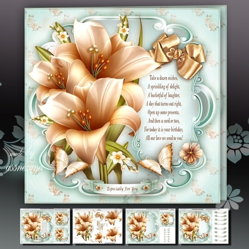 Cream Bouquet of Lilies Card Mini Kit