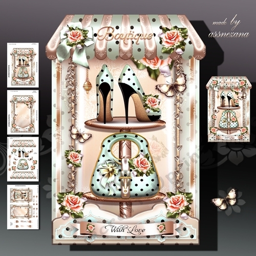 Soft Polka Dot Boutique Shaped Card Kit
