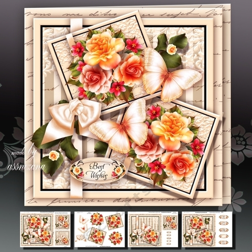 Vintage Flowers With Butterflies Mini Kit