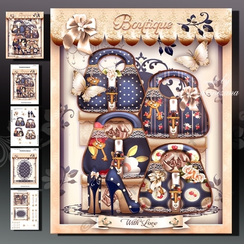 Blue Ladies Handbags Boutique Card Mini Kit