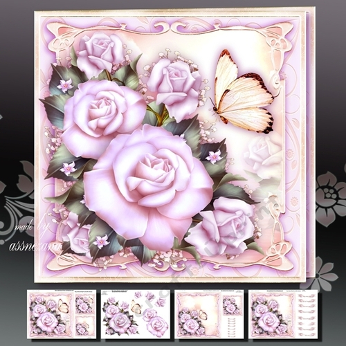 Violet Roses with Butterfly Mini Kit