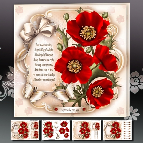 Red Poppies Card Mini Kit