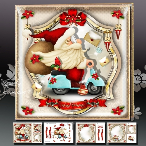 Santa Claus Riding on a Vespa with Letters