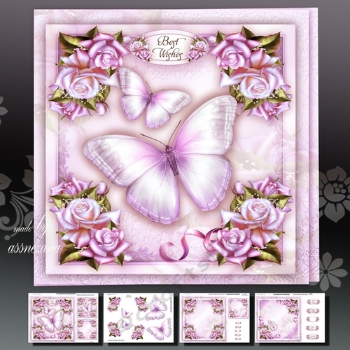 Purple Butterflies with Roses Card Mini Kit