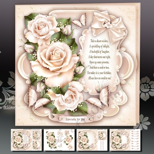 Antique Roses Bouquet Card Mini Kit