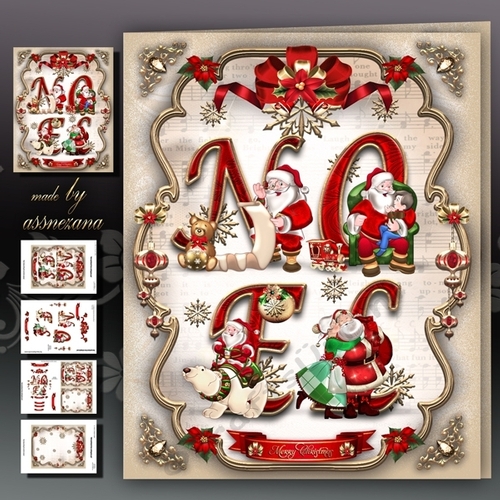 Christmas NOEL With Santa Clauses Mini Kit