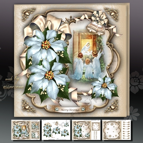 Manger Nativity Scene with Blue Poinsettias Mini Kit