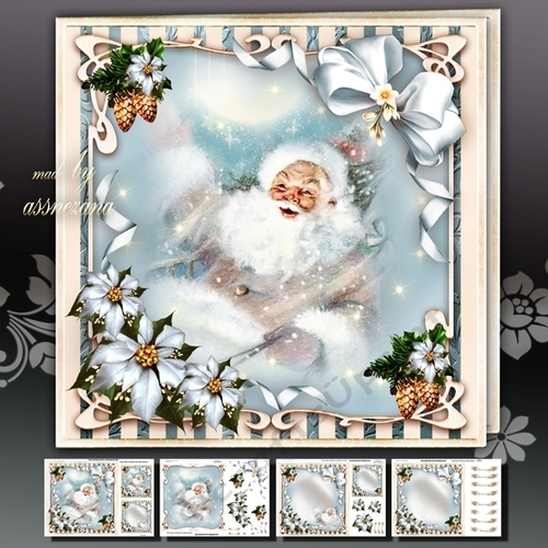 Winter Santa Sleigh With Gifts In the Sky
