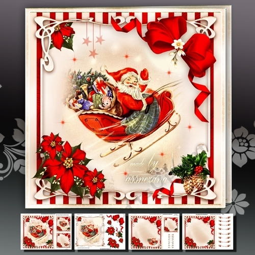 Traditional Santa Sleigh With Gifts In the Sky