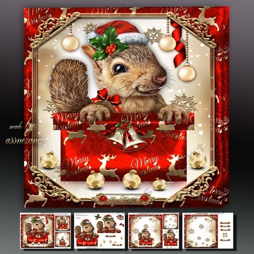 Festive Christmas Box With Squirrel Mini Kit
