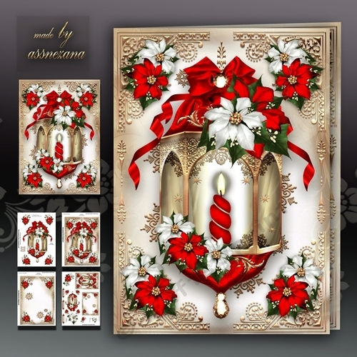 Vintage Christmas Lamp with Poinsettias Mini Kit