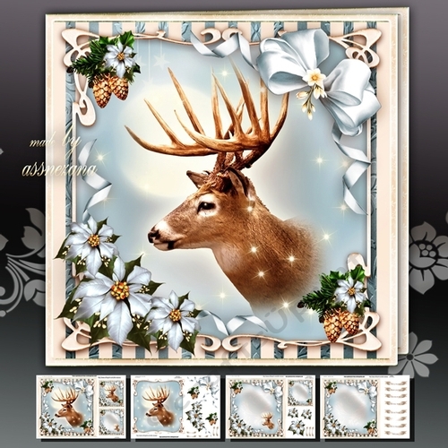 Winter Christmas Reindeer Card Mini Kit