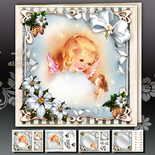 Winter Christmas Girl Angel With Bird