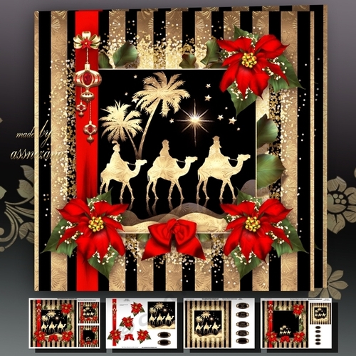 Golden Black Christmas Card With The Three Kings Mini Kit