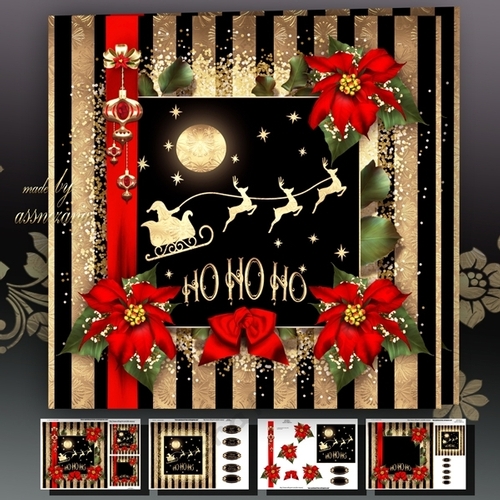 Golden Black Ho Ho Ho Santa Christmas Card Mini Kit