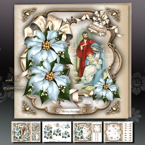 Nativity Scene with Blue Poinsettias Mini Kit