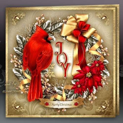 Christmas Silver Wreath With Cardinal Bird Mini Kit