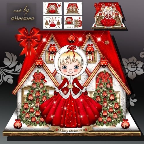 Christmas House with Cute Christmas Girl Mini Kit