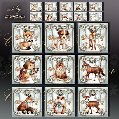 Winter Christmas Cute Animals Bumper Card Front Kit