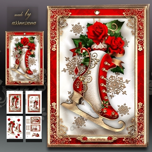 Christmas Vintage Festive Skates with Decoration Mini Kit