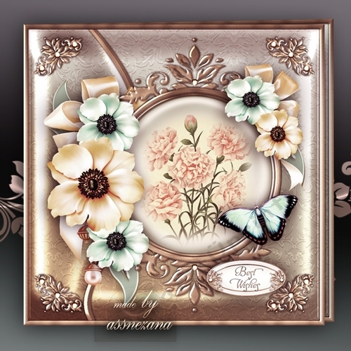 Vintage Anemone & Carnations with Butterfly Card Mini Kit