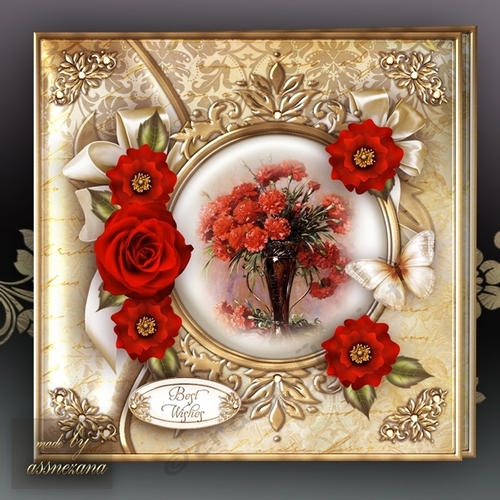 Vintage Roses & Carnations with Butterfly Card Mini Kit