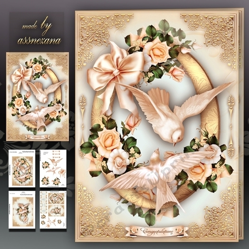 Wedding Anniversary Valentine Card with Dove and Roses Mini Kit