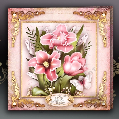 Vintage Pink Tulips for All Occasions Card Mini Kit
