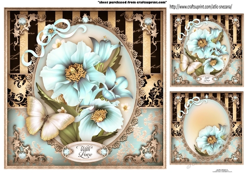 Vintage Turquoise Poppies Topper