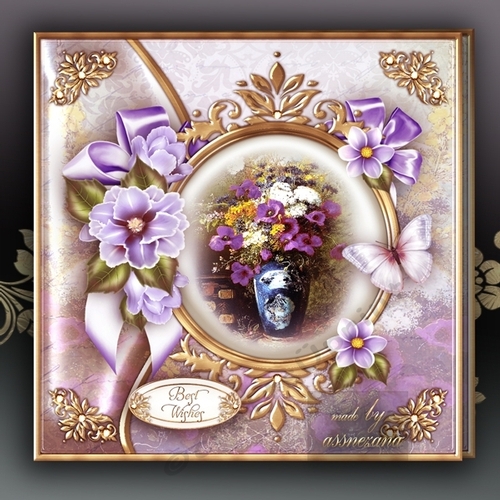 Vintage Lilac Tulips & Butterfly Card Mini Kit