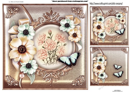 Topper Vintage Anemone & Carnations with Butterfly
