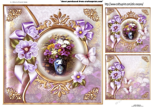 Topper Vintage Lilac Tulips & Butterfly