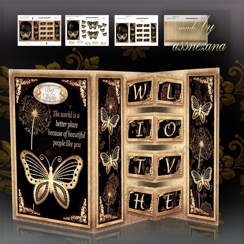 Golden Butterflies Blok Card Mini Kit
