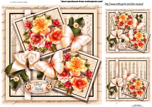 Topper Vintage Flowers With Butterflies