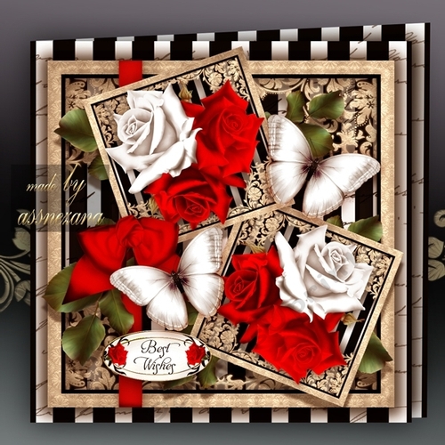 White and Red Roses Card Mini Kit
