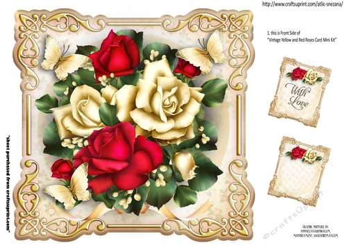 Topper Vintage Yellow and Red Roses