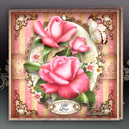 Spring Summer Pink Roses Card Mini Kit
