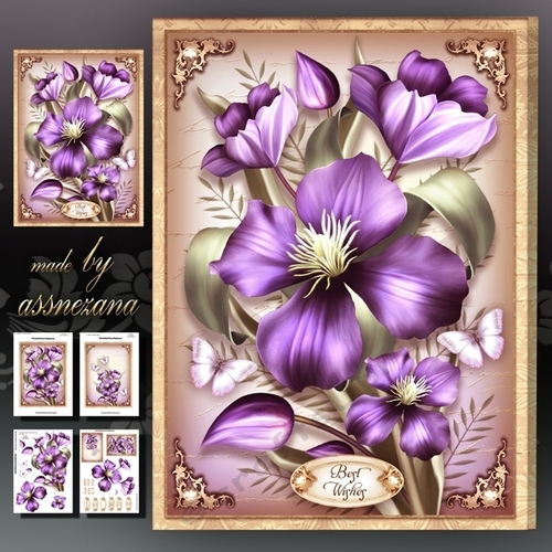 Violet Vintage Bouquet Card Mini Kit