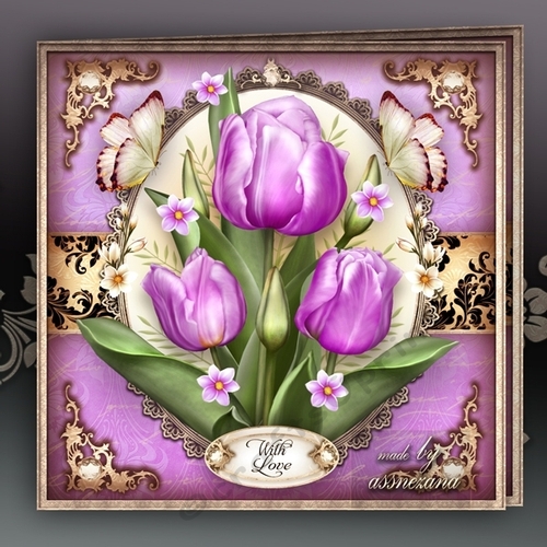 Spring Summer Lilac Tulips Card Mini Kit
